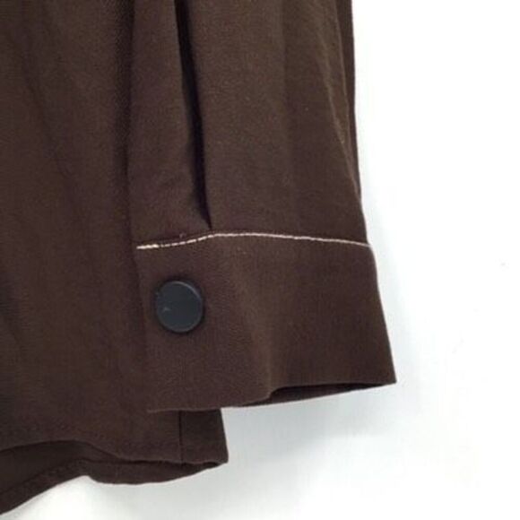 ZARA Basic Brown Cowgirl Western Collared Long Sleeve Button Up Shirt Small - Picture 4 of 7
